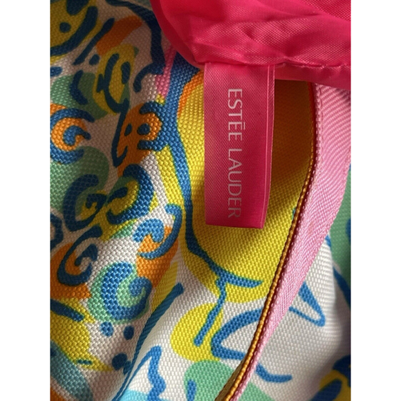Lilly Pulitzer for Estee Lauder Reusable Tote Bag Blue Floral Beach Open Top - Picture 7 of 8